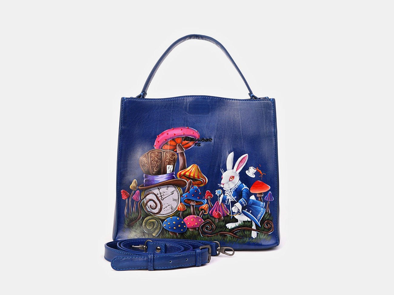 Женская кожаная сумка "Алиса" (ярко-синяя)