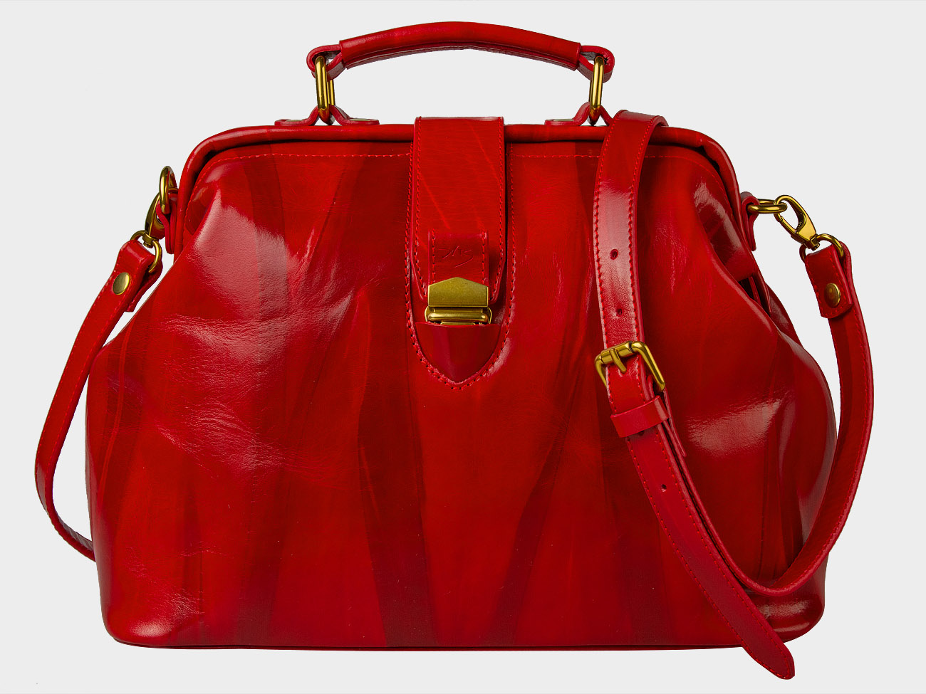 

Женская кожаная сумка-саквояж "Симона XL" (красная), Красный, W0023 Red