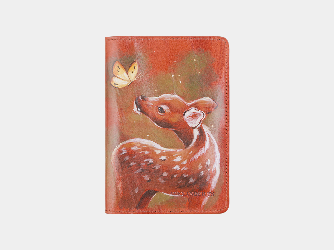 

Кожаная обложка на паспорт "Бэмби" (рыжая), Рыжий, Обложка для паспорта «Бемби»